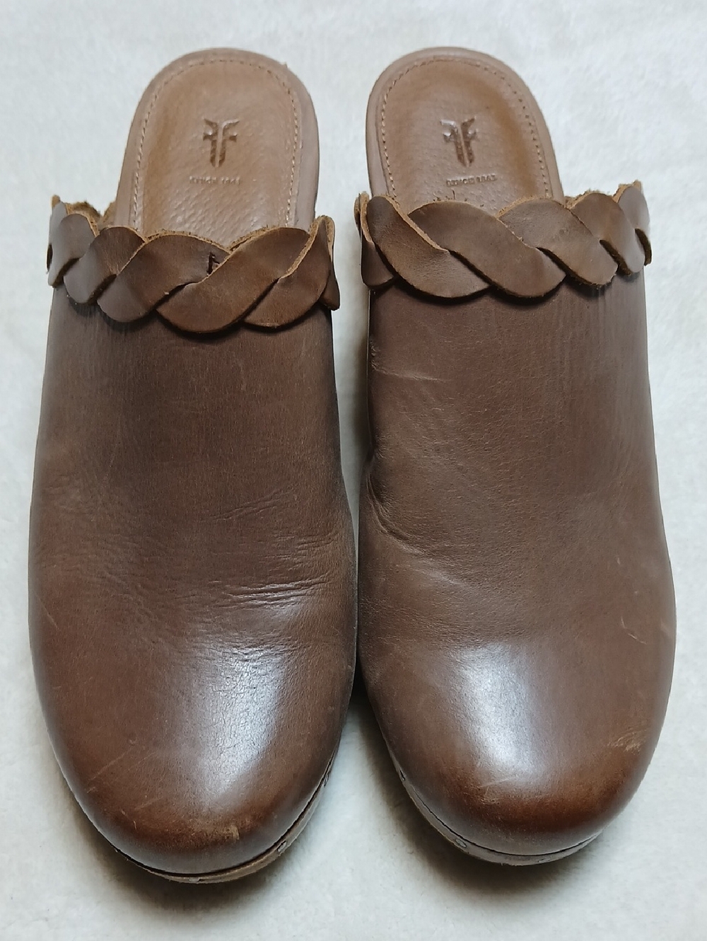 Frye Brown Leather Slip-On Mules Size 7.5